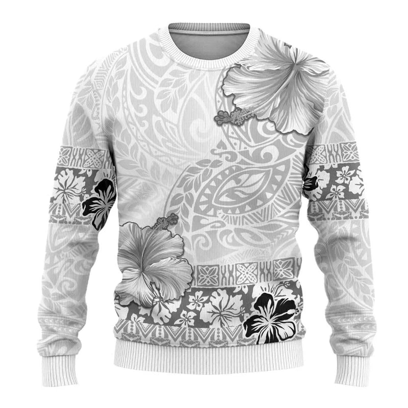 Polynesian Floral Print Sweatshirt Unisex Crewneck