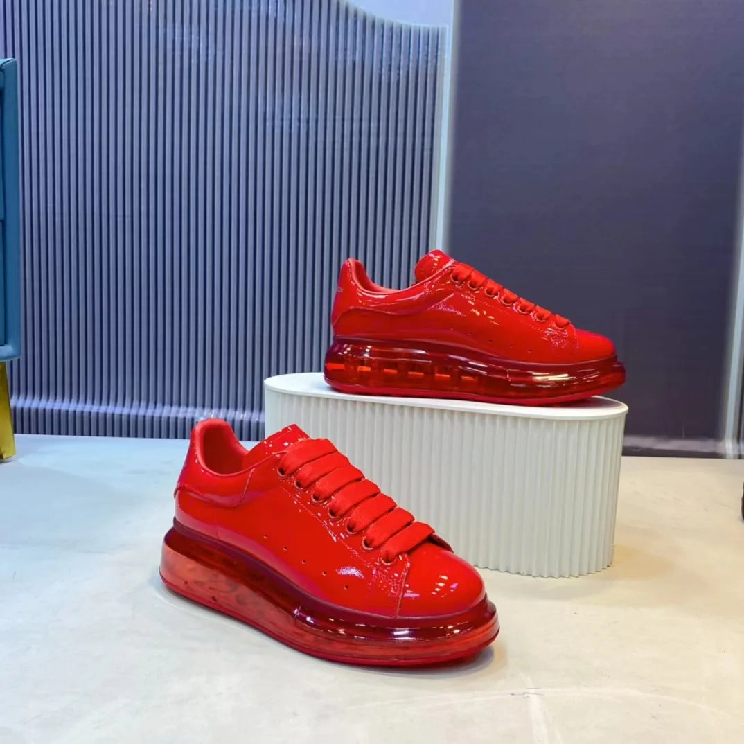 Handcrafted Men's Casual Shoes Patent Leather Thick-soled Sports Shoes Round-toe Man Trainers Platform Loafers Wedding Shoes