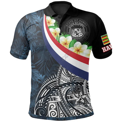 Polynesian Hawaii Polo Shirt Kanaka Maoli With Plumeria Style 3D Printed Polo Shirt Men Women Short Sleeve Summer T-shirt 01