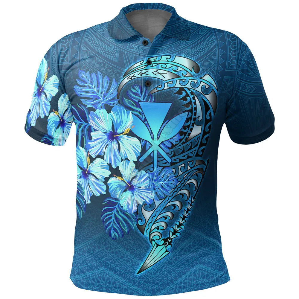 Polynesian Hawaii Polo Shirt Kanaka Maoli With Plumeria Style 3D Printed Polo Shirt Men Women Short Sleeve Summer T-shirt 01