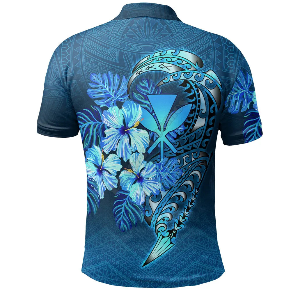 Polynesian Hawaii Polo Shirt Kanaka Maoli With Plumeria Style 3D Printed Polo Shirt Men Women Short Sleeve Summer T-shirt 01