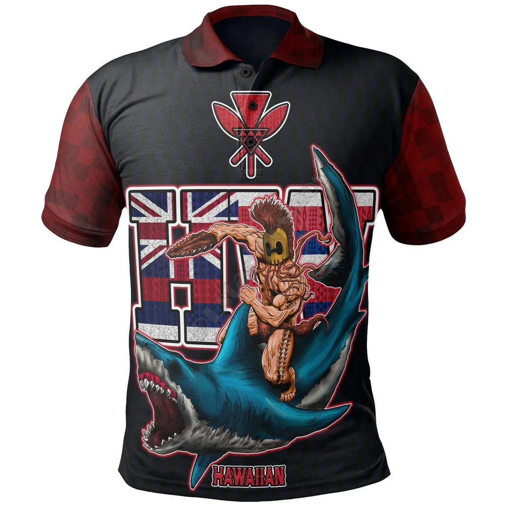 Polynesian Hawaii Polo Shirt Kanaka Maoli With Plumeria Style 3D Printed Polo Shirt Men Women Short Sleeve Summer T-shirt 01