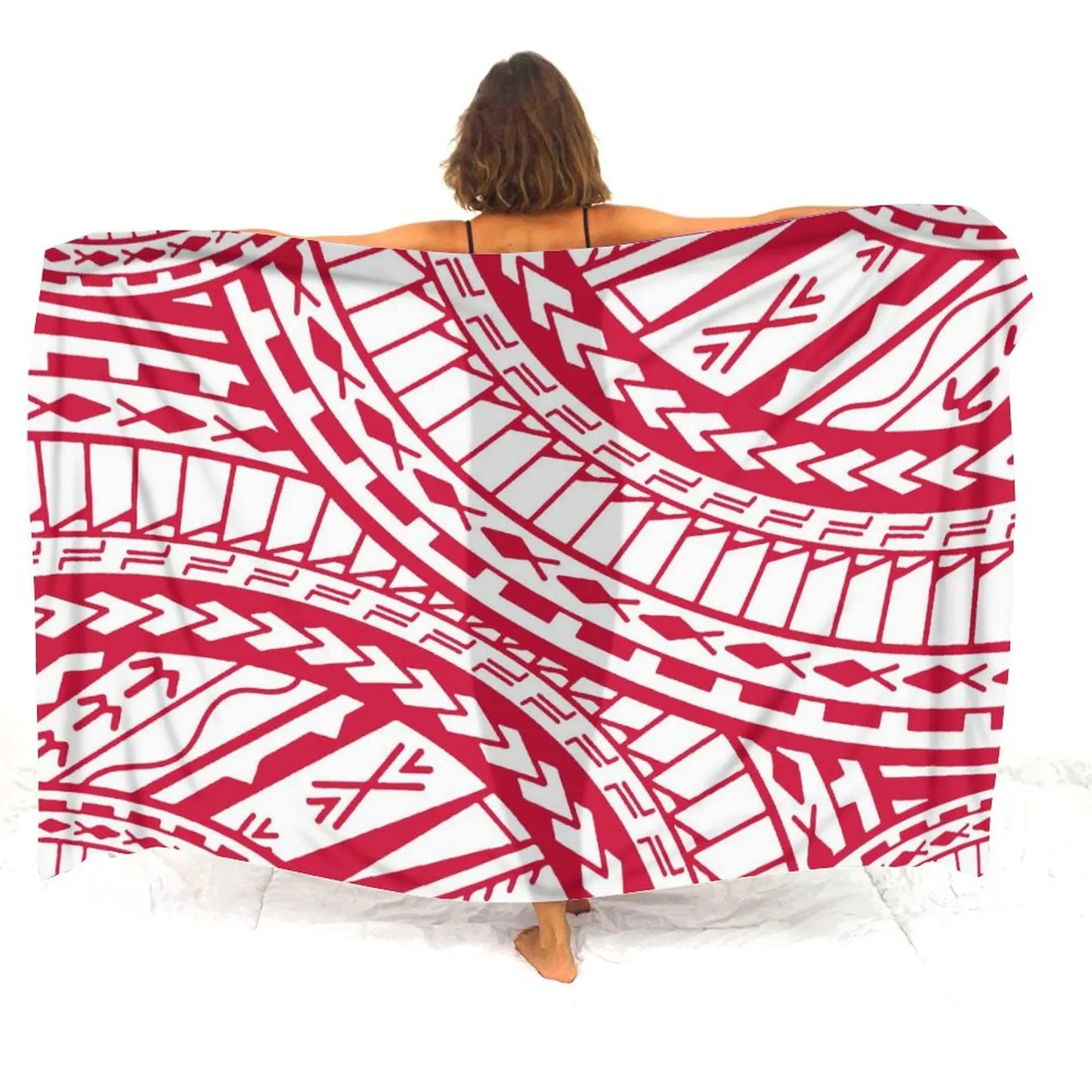 Custom sarongs for women Elegant striped printed swimwear Polynesian Tribal Frances Hibiscus Custom Polynesian sarongs