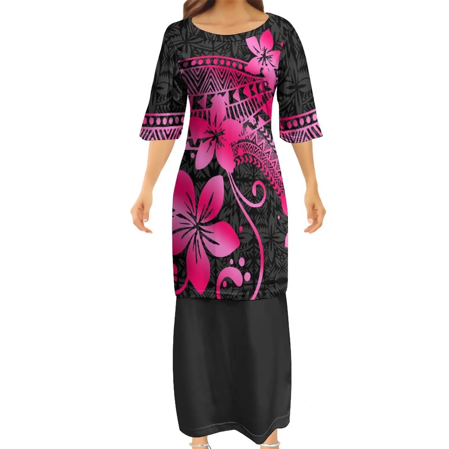 Polynesian Puletasi Summer Dress Ankle-Length Loose Fit
