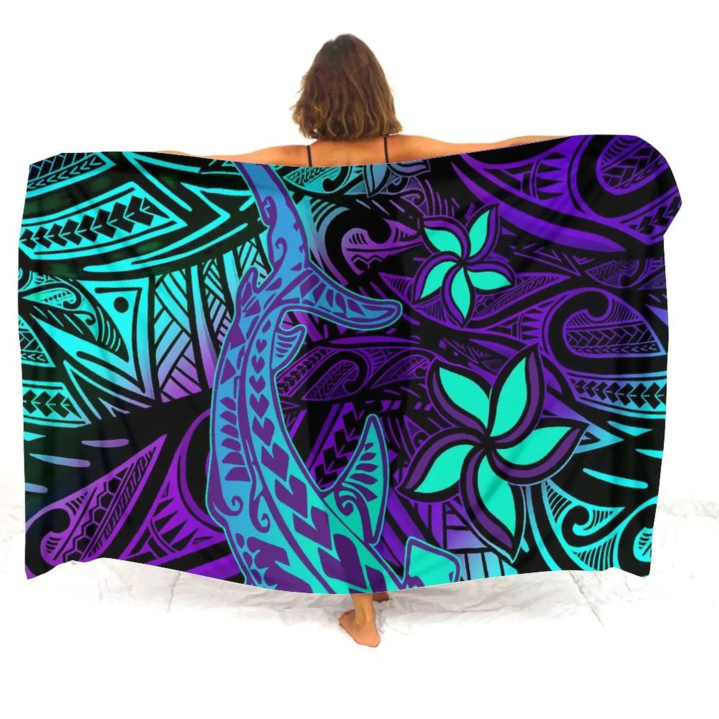 Custom sarongs for women Elegant striped printed swimwear Polynesian Tribal Frances Hibiscus Custom Polynesian sarongs