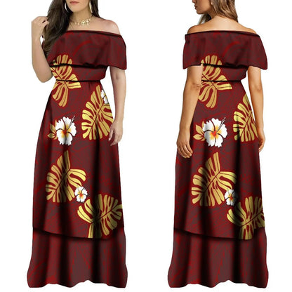 2024 Summer One Shoulder Style Long Dress New Customized Long Dress Polynesian Customized Women's Dress