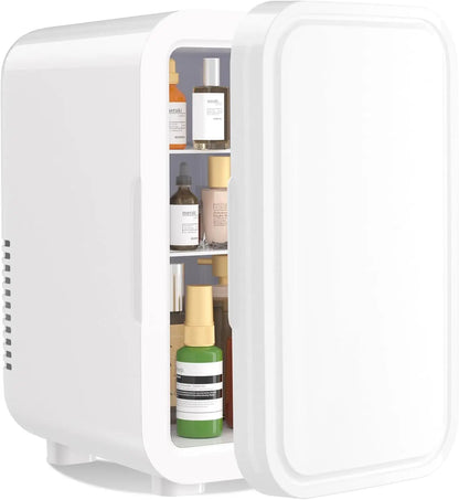 Mini Fridge, 6 Liter/8 Can 220-240V AC/DC Portable Thermoelectric Cooler Refrigerators for Bedroom