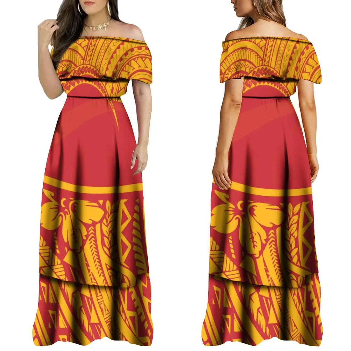 2024 Summer One Shoulder Style Long Dress New Customized Long Dress Polynesian Customized Women's Dress