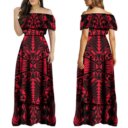 2024 Summer One Shoulder Style Long Dress New Customized Long Dress Polynesian Customized Women's Dress