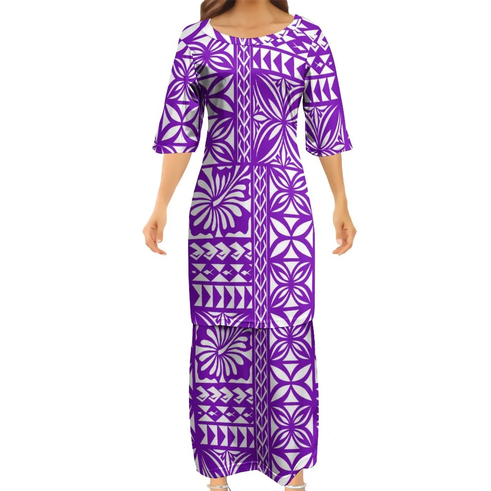Polynesian Puletasi Summer Dress Ankle-Length Loose Fit
