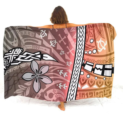 Custom sarongs for women Elegant striped printed swimwear Polynesian Tribal Frances Hibiscus Custom Polynesian sarongs