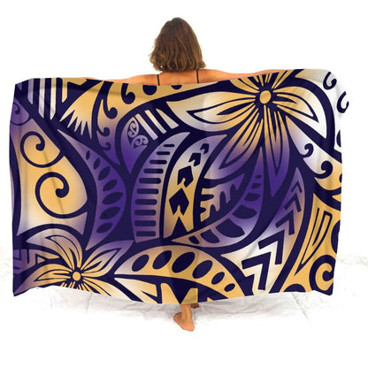 Custom sarongs for women Elegant striped printed swimwear Polynesian Tribal Frances Hibiscus Custom Polynesian sarongs