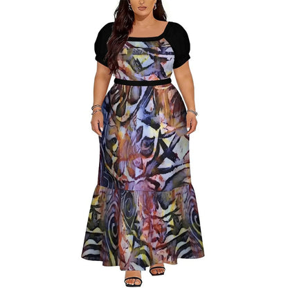 Polynesian Floral Puletasi Dress With Layered Sleeves