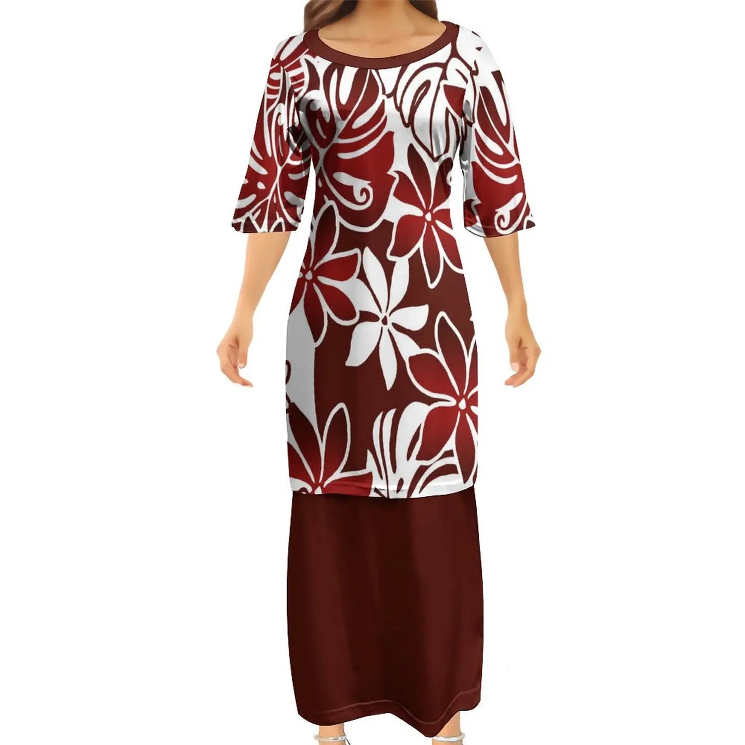 Polynesian Puletasi Summer Dress Ankle-Length Loose Fit