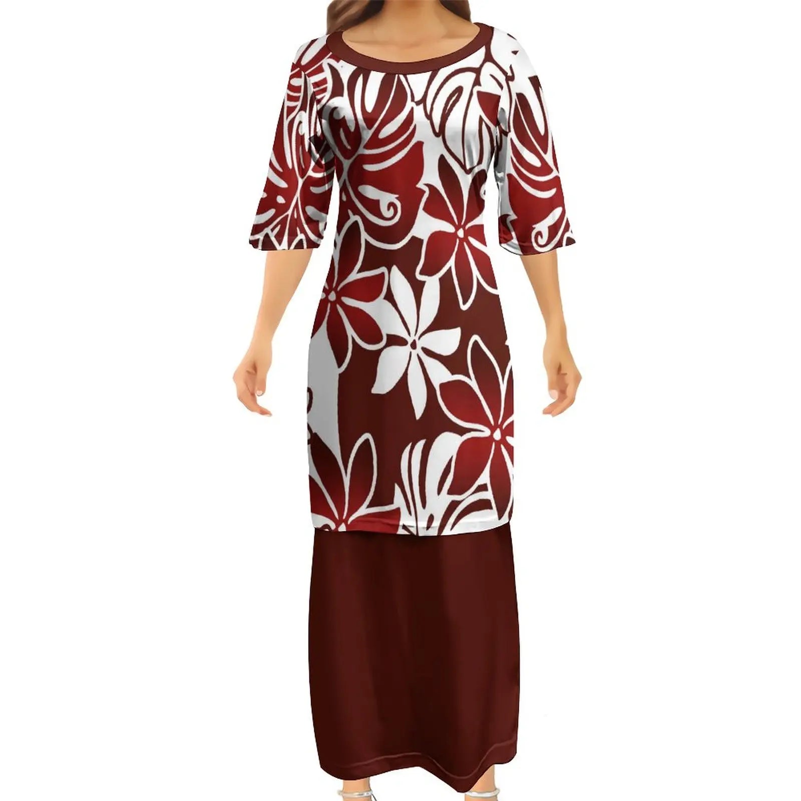 Polynesian Puletasi Summer Dress Ankle-Length Loose Fit