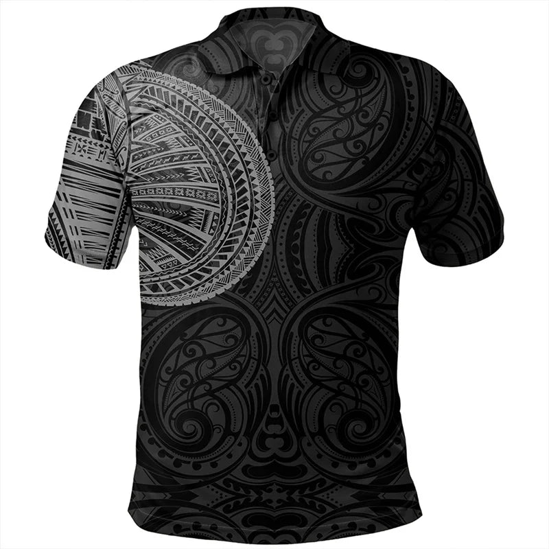 3D American Samoa Tribal Styles Print Polo Shirt For Men Polynesian Samoa Emblem Graphic Polo Shirts Polos Vintage Clothing Tops