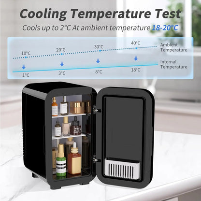 Mini Fridge, 6 Liter/8 Can 220-240V AC/DC Portable Thermoelectric Cooler Refrigerators for Bedroom