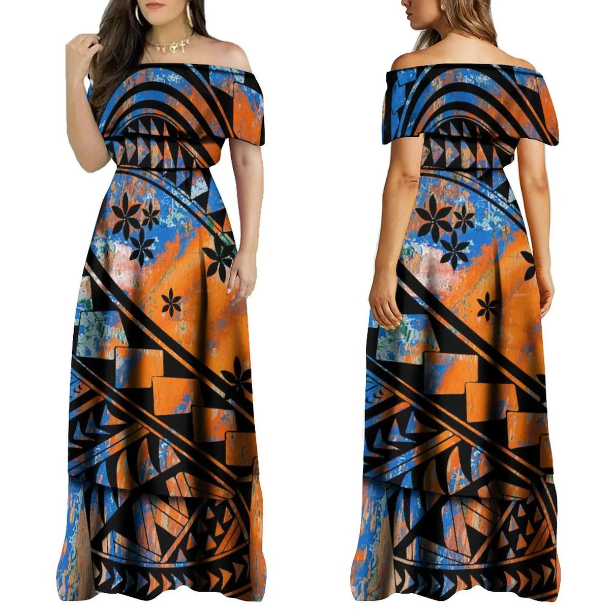 2024 Summer One Shoulder Style Long Dress New Customized Long Dress Polynesian Customized Women's Dress