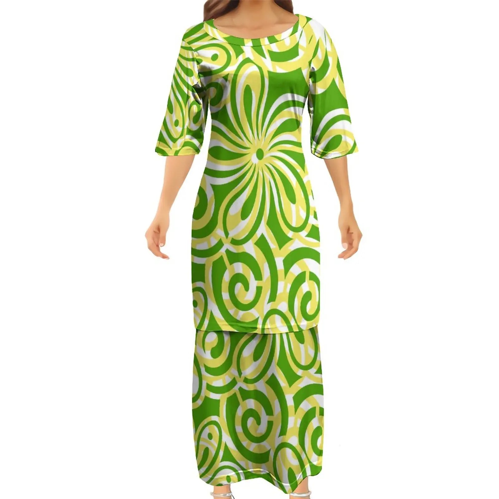 Polynesian Puletasi Summer Dress Ankle-Length Loose Fit