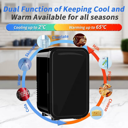 Mini Fridge, 6 Liter/8 Can 220-240V AC/DC Portable Thermoelectric Cooler Refrigerators for Bedroom