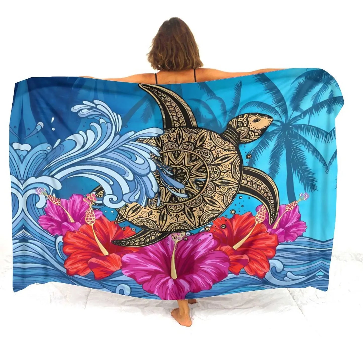 Custom sarongs for women Elegant striped printed swimwear Polynesian Tribal Frances Hibiscus Custom Polynesian sarongs