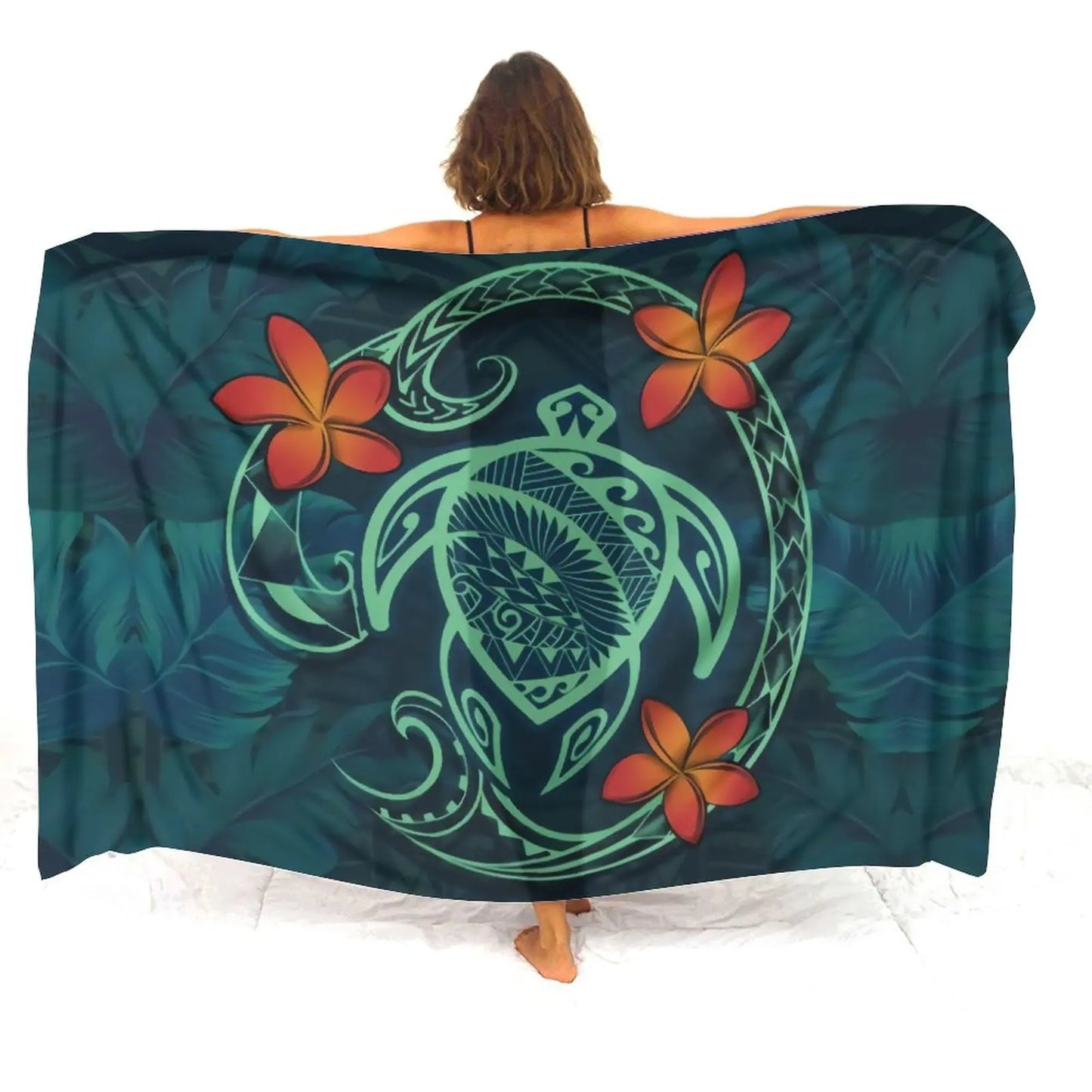 Custom sarongs for women Elegant striped printed swimwear Polynesian Tribal Frances Hibiscus Custom Polynesian sarongs