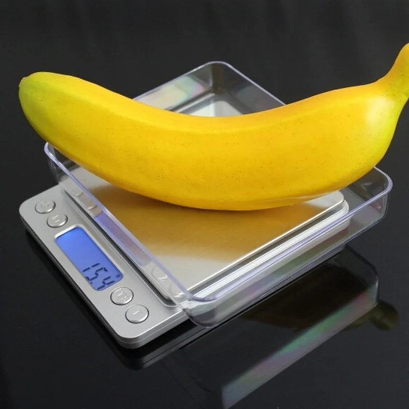 Digital Scale Electronic Weight Scales 3kg 0.1g Pocket Case Jewelry Scale Food Kitchen Balance Silver With 2 Tray
