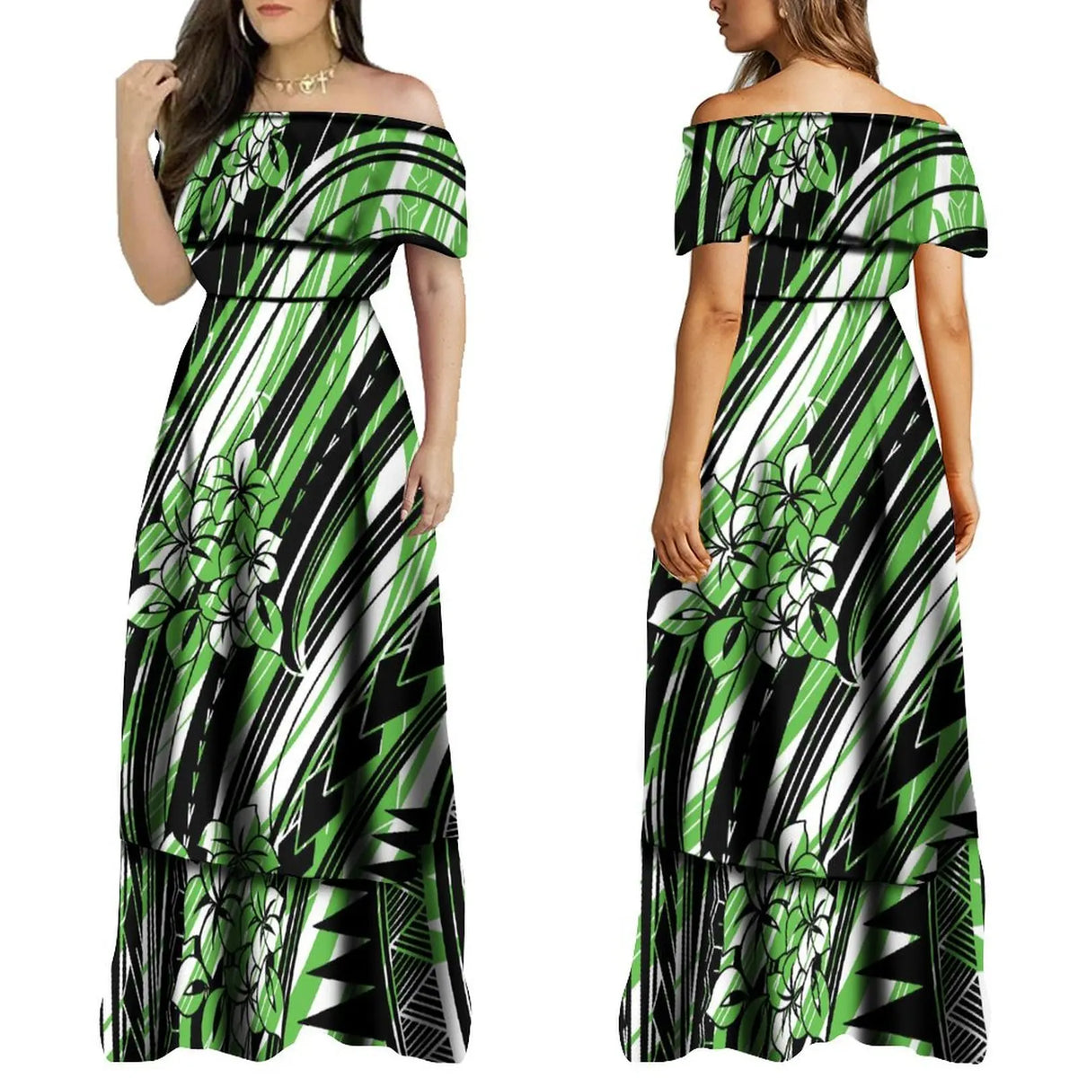 2024 Summer One Shoulder Style Long Dress New Customized Long Dress Polynesian Customized Women's Dress