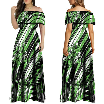 2024 Summer One Shoulder Style Long Dress New Customized Long Dress Polynesian Customized Women's Dress
