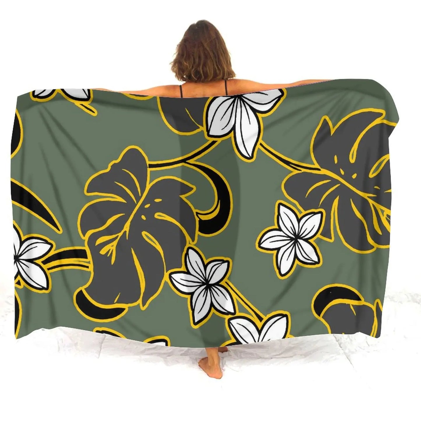 Custom sarongs for women Elegant striped printed swimwear Polynesian Tribal Frances Hibiscus Custom Polynesian sarongs