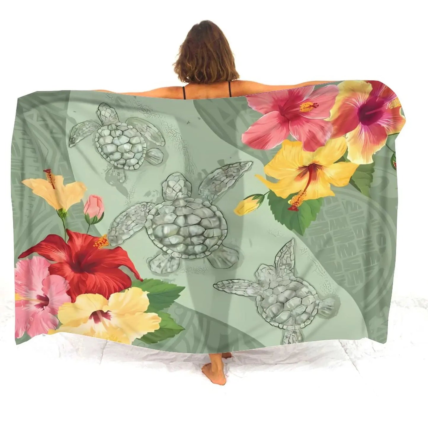 Custom sarongs for women Elegant striped printed swimwear Polynesian Tribal Frances Hibiscus Custom Polynesian sarongs