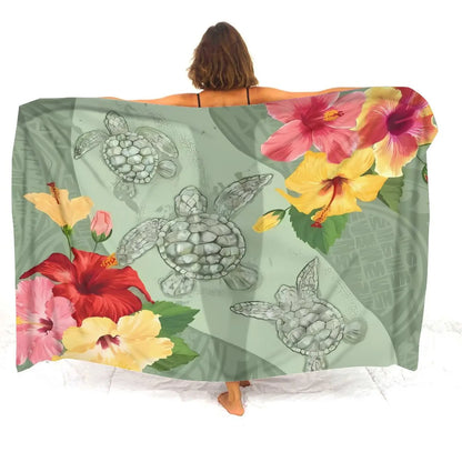 Custom sarongs for women Elegant striped printed swimwear Polynesian Tribal Frances Hibiscus Custom Polynesian sarongs
