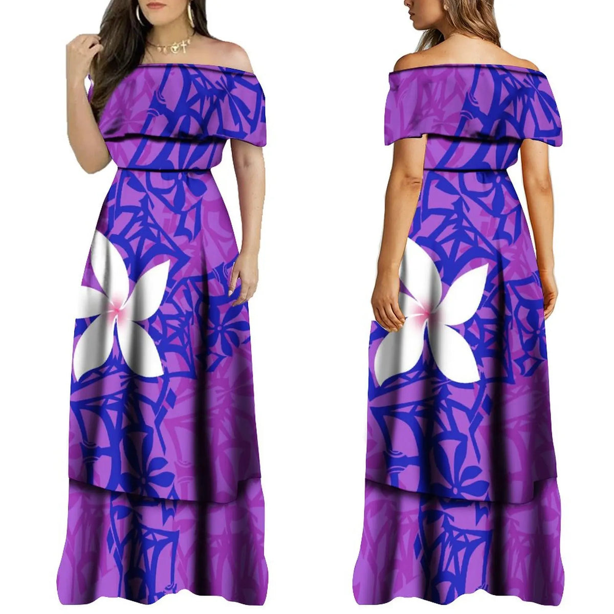 2024 Summer One Shoulder Style Long Dress New Customized Long Dress Polynesian Customized Women's Dress