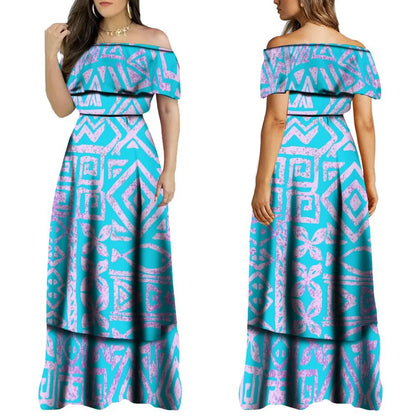 2024 Summer One Shoulder Style Long Dress New Customized Long Dress Polynesian Customized Women's Dress