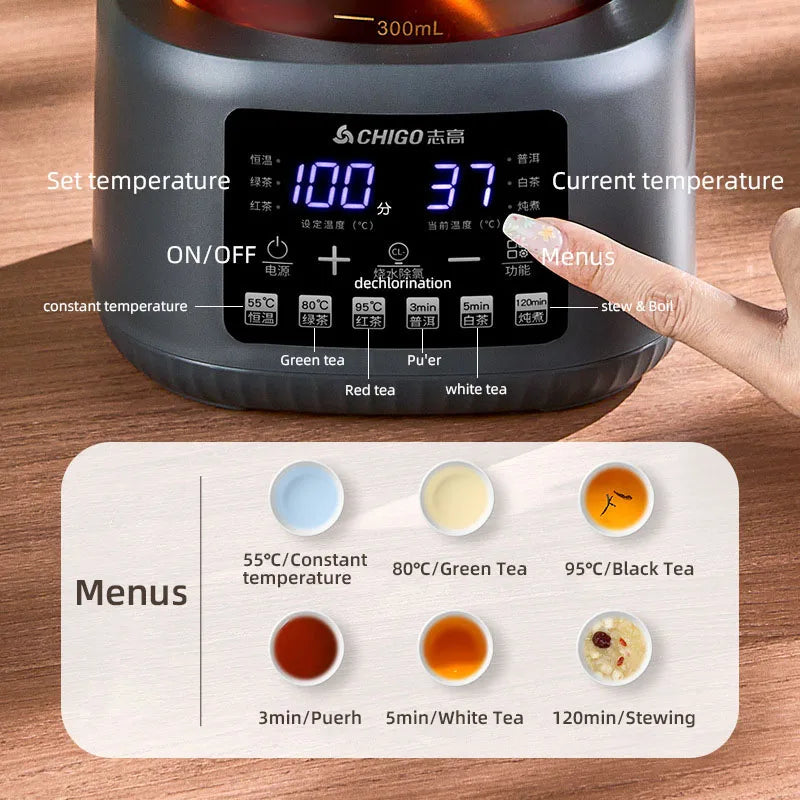 Electric Glass Tea Kettle Baby Milk Warmer 1.3L – 72h Keep Warm