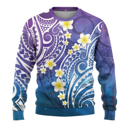 Polynesian Flower Pattern Sweatshirt Men Women Crew Neck Long Sleeve Pullover Sweatshirts Fashion Trend Autumn Oversized Hoodie