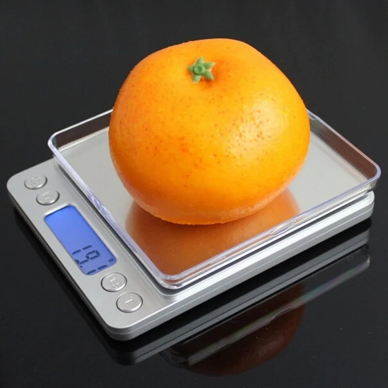 Digital Scale Electronic Weight Scales 3kg 0.1g Pocket Case Jewelry Scale Food Kitchen Balance Silver With 2 Tray