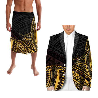 Polynesian Men's Casual Suit Two-Piece Lapel Suit Custom Any Pattern Hosting Wedding Formal Ball Suit Retro Design