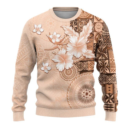 Polynesian Flower Pattern Sweatshirt Men Women Crew Neck Long Sleeve Pullover Sweatshirts Fashion Trend Autumn Oversized Hoodie