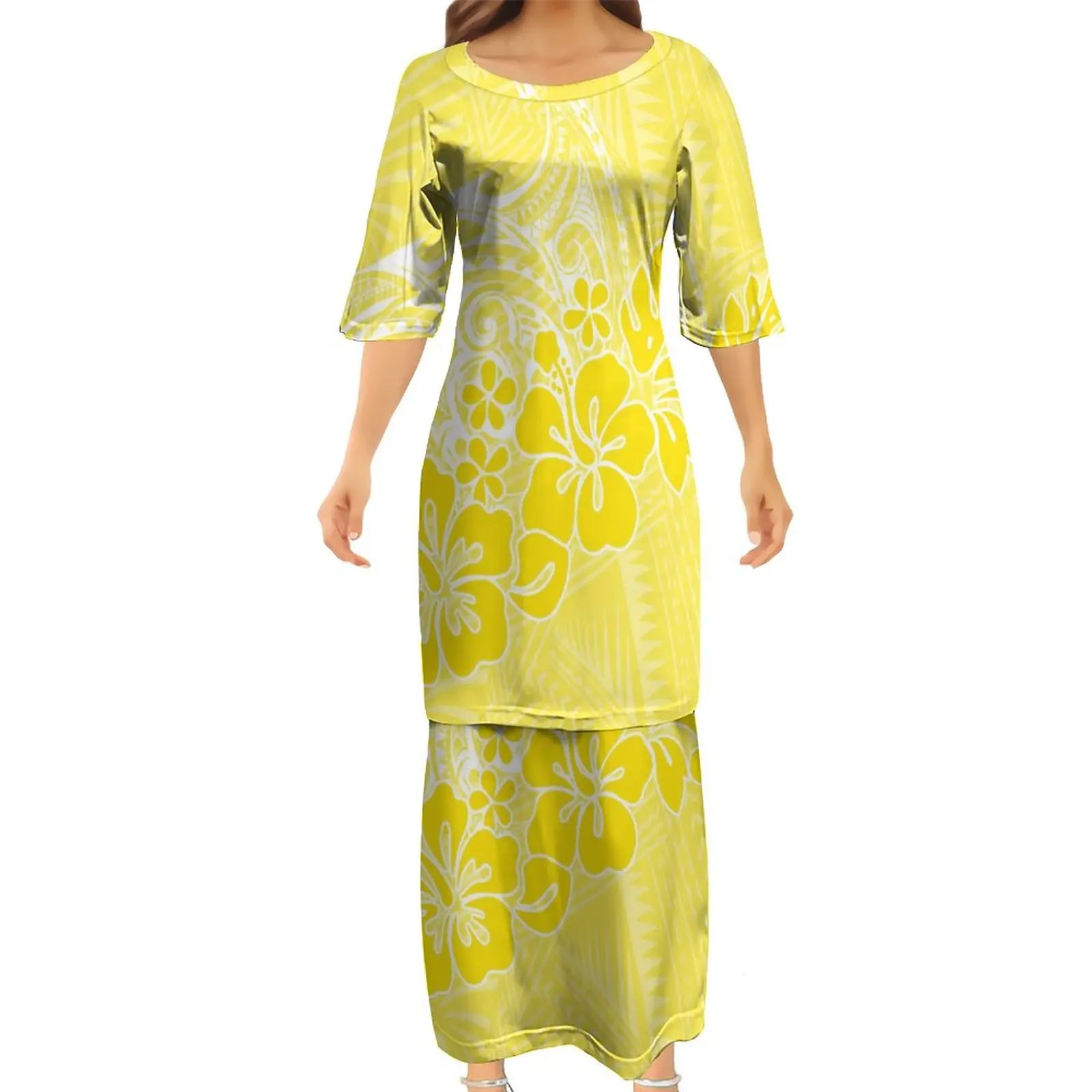 Polynesian Puletasi Summer Dress Ankle-Length Loose Fit