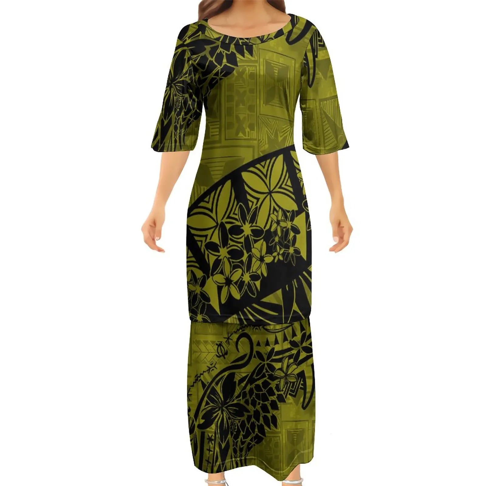 Polynesian Puletasi Summer Dress Ankle-Length Loose Fit