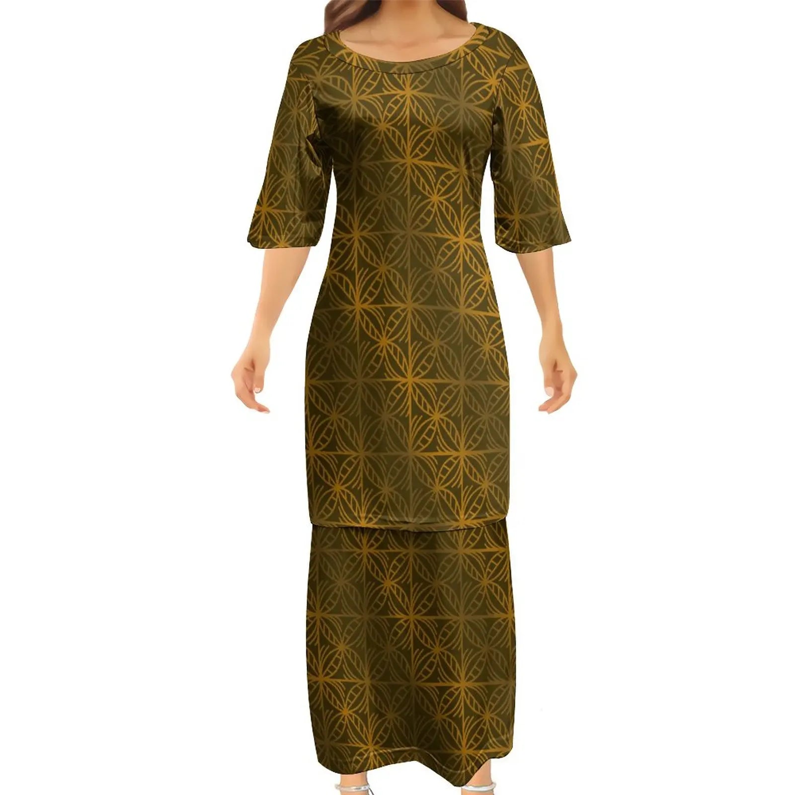 Polynesian Puletasi Summer Dress Ankle-Length Loose Fit
