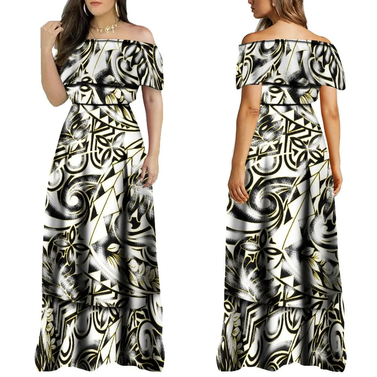 2024 Summer One Shoulder Style Long Dress New Customized Long Dress Polynesian Customized Women's Dress