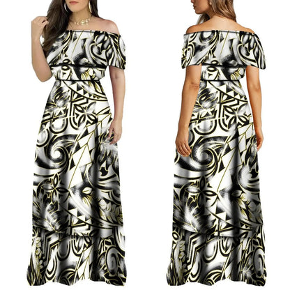 2024 Summer One Shoulder Style Long Dress New Customized Long Dress Polynesian Customized Women's Dress