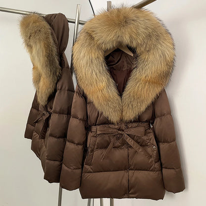 OFTBUY Luxury Large Natural Silver Fox Fur Hooded Thick Warm Female Parkas Waterproof 2025 Winter 90% Duck Down Jacket Women