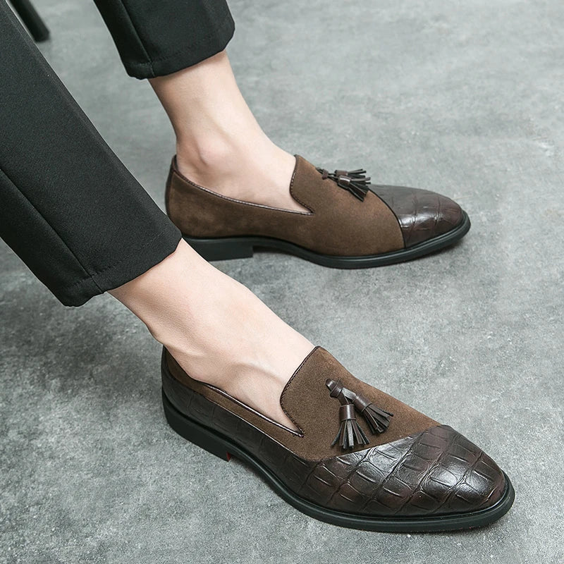 Luxury Brand Men's Genuine Leather Shoes Pointed Party Dress Shoes Men's Business Shoes Soft Soled Loafers Casual Flat Shoes