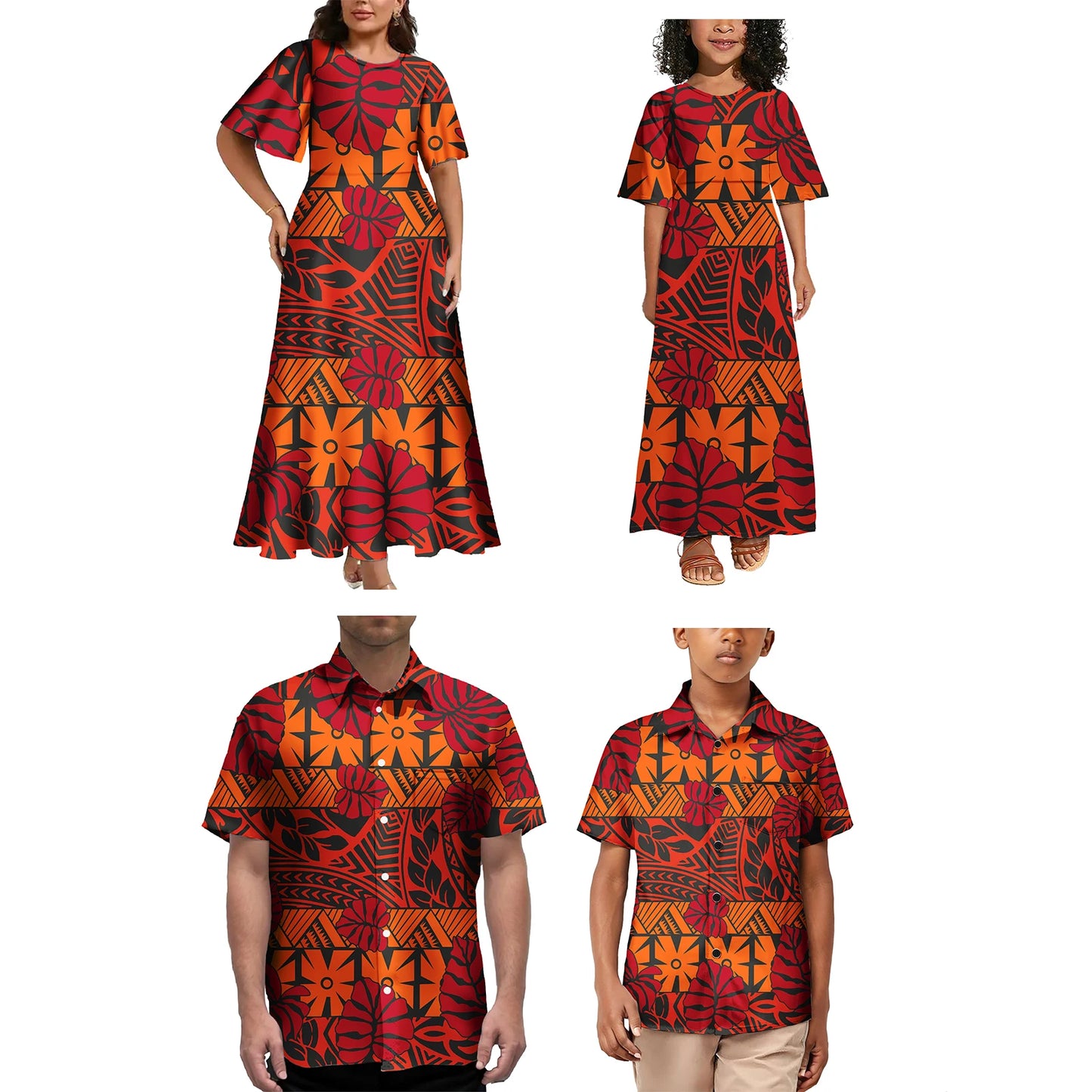 Polynesian Tribal Family Matching Outfit Set