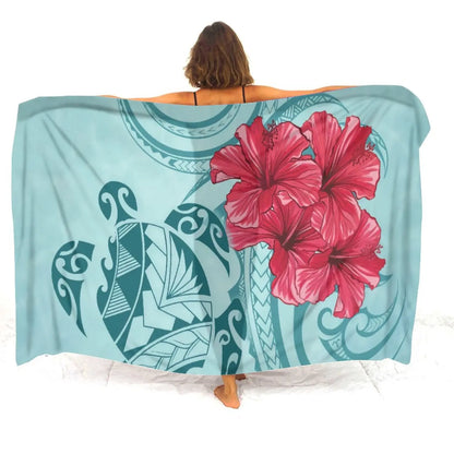 Custom sarongs for women Elegant striped printed swimwear Polynesian Tribal Frances Hibiscus Custom Polynesian sarongs