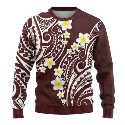 Polynesian Flower Pattern Sweatshirt Men Women Crew Neck Long Sleeve Pullover Sweatshirts Fashion Trend Autumn Oversized Hoodie