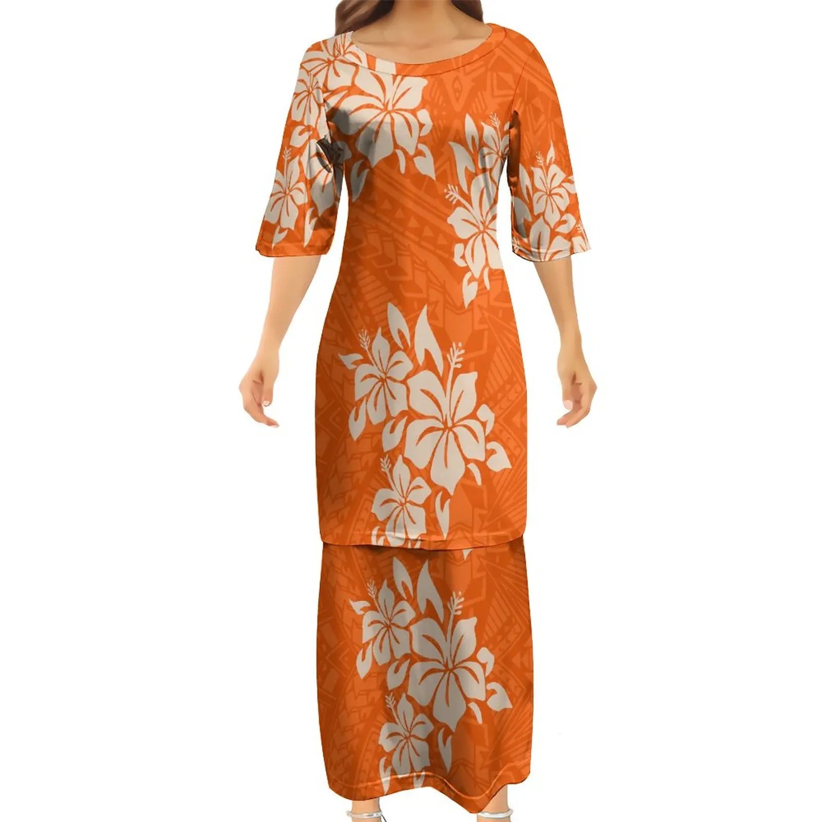 Polynesian Puletasi Summer Dress Ankle-Length Loose Fit